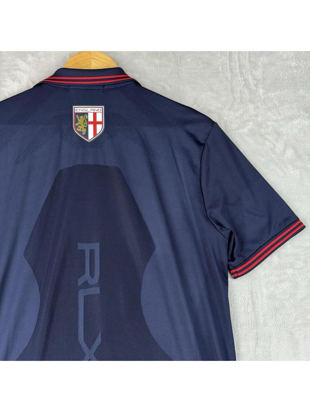 Polo Ralph Lauren RLX England Golf Polo Shirt Mens M Navy Red Performance Preppy
